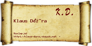 Klaus Dóra névjegykártya